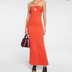 staud gianna halter maxi dress | red orange | size 10